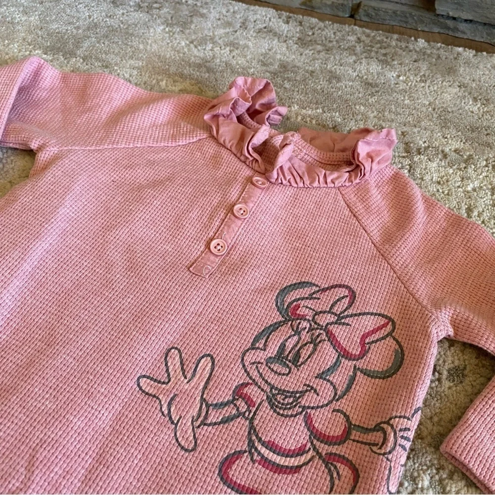Disney Baby Girl Mickey Minnie Mouse Romper Waffle Cotton Snap Legs Pink: 24m